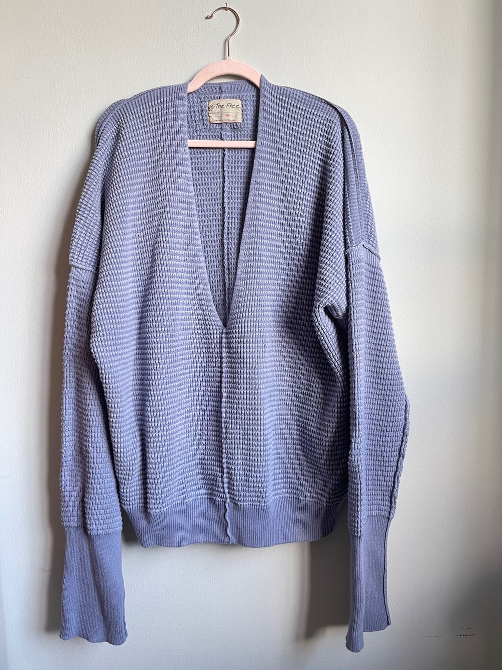 Free People Lavender Waffle Knit Cardigan